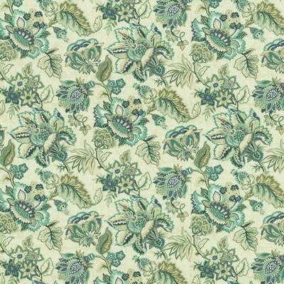 Kasmir Bay Garden Seafoam in 5154 Green Cotton  Blend Fire Rated Fabric Heavy Duty CA 117  NFPA 260  Vine and Flower  Jacobean Floral   Fabric